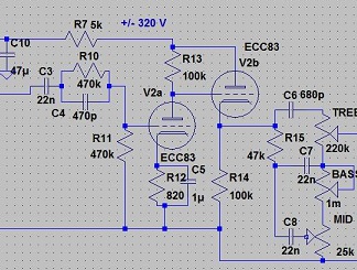 preamp gitaarversterker schema